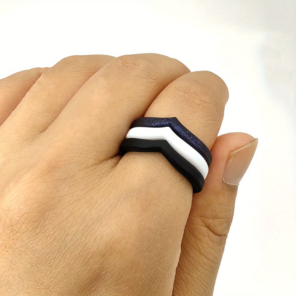 Heart Shaped Silicone Ring Set for Women - 3 Pack Comfortable Wedding Bands
